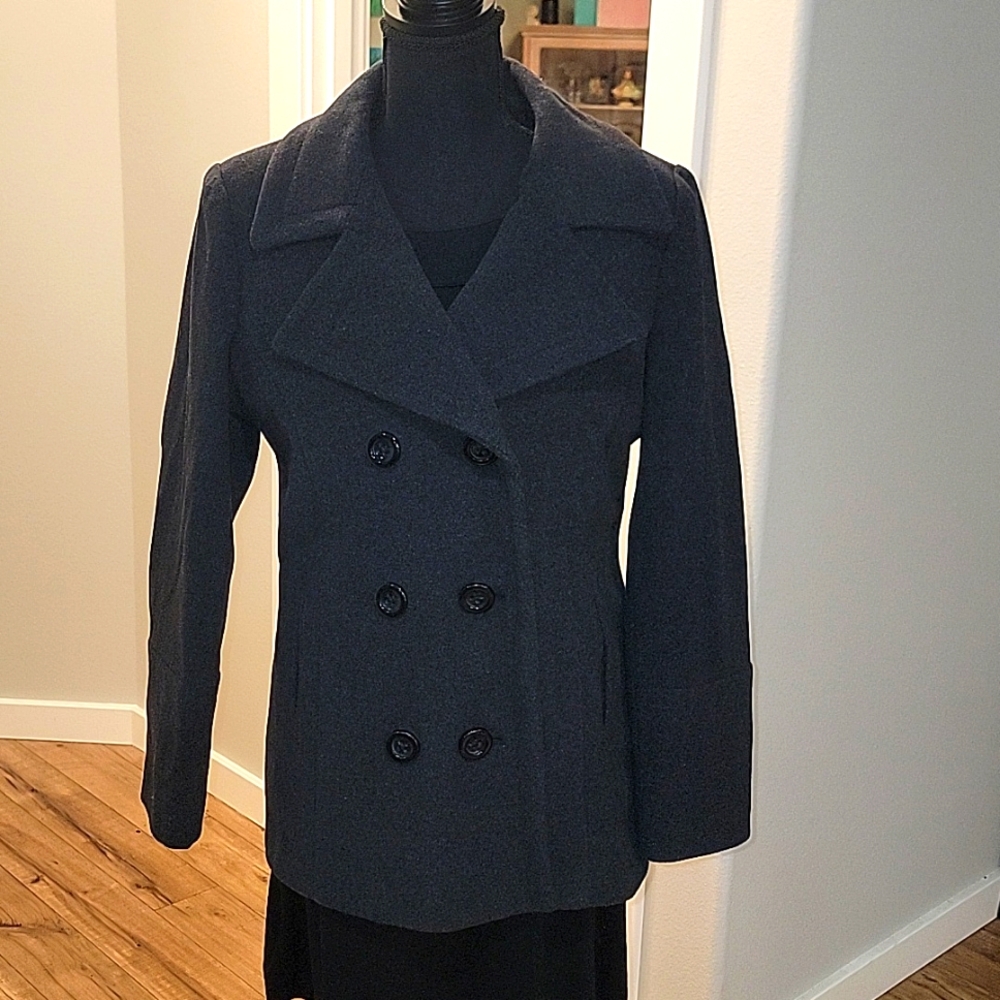 Croft & Barrow Gray Wool  Double Breasted Peacoat (M)
